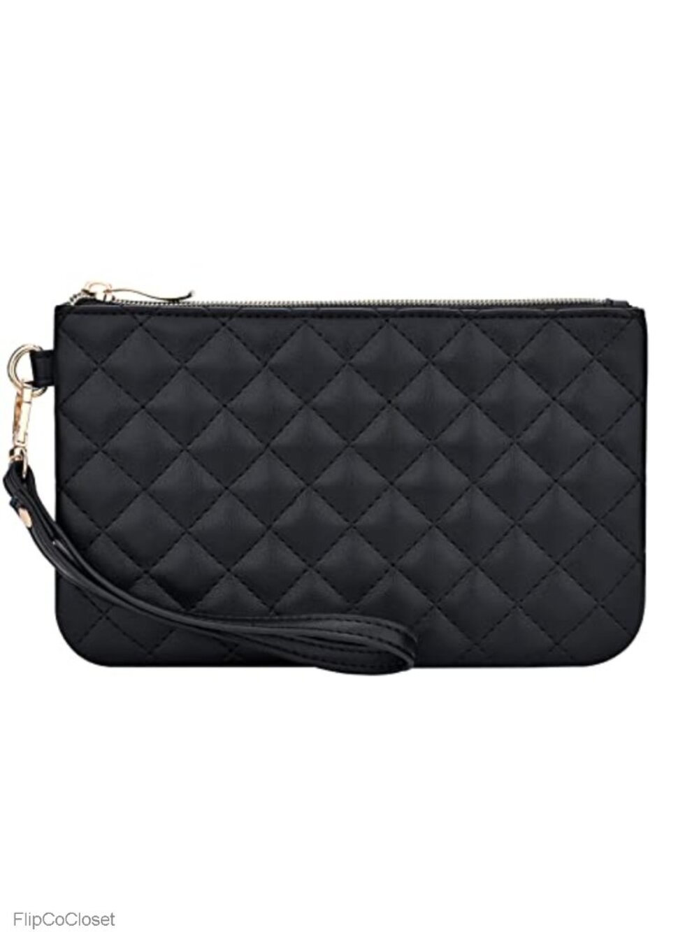 Quilted Small Wristlet Clutch Purse PU Leather Women